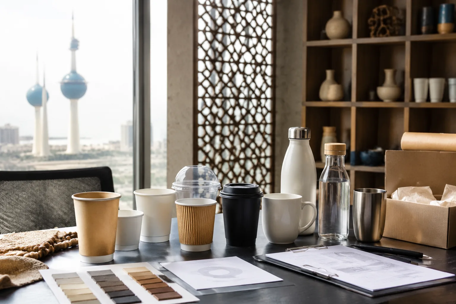 أكواب بالجملة للكويت: دليل اختيار المورد والشحن والتخصيص